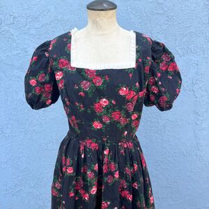 Vintage Cottagecore dress Size Small Rose print lolita Coquette Girl